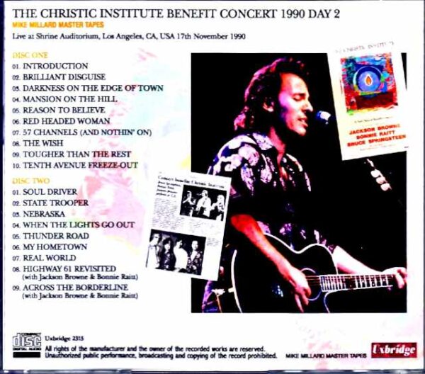 Bruce Springsteen Jackson Browne, Bonnie Raitt Bruce Springsteen/CA,USA 11.17.1990 Mike Millard Master Tapes - Image 2
