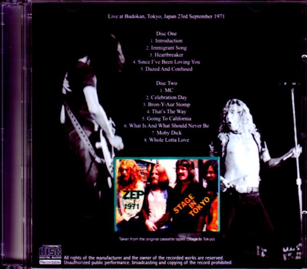 Led Zeppelin/Tokyo,Japan 9.23.1971 Only Cassette Parts Remaster