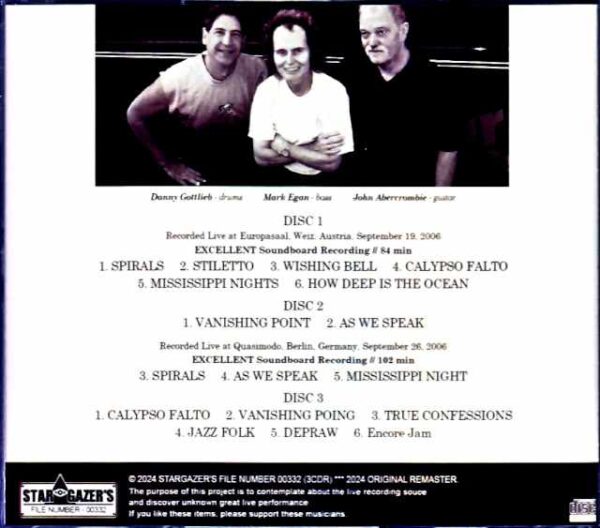 Mark Egan Trio John Abercrombie Mark Egan John Abercrombie/Austria 2006 & more - Image 2