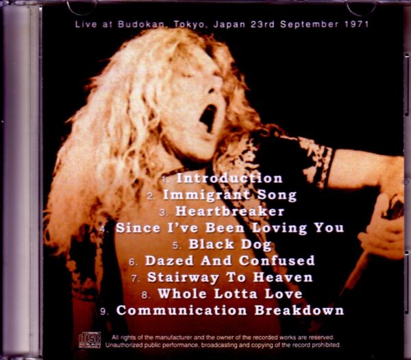 Led Zeppelin/Tokyo,Japan 9.23.1971 Original Master Tapes