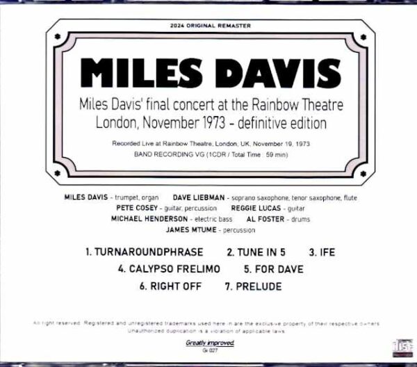 Miles Davis Dave Liebman Miles Davis/London,UK 1973 - Image 2