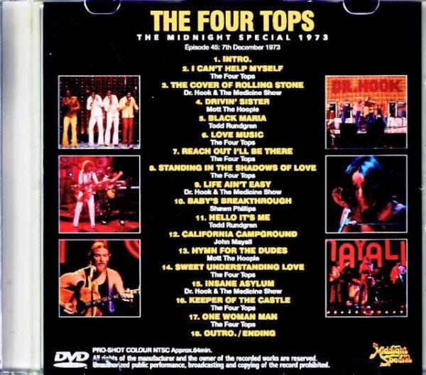 Four Tops Mott The Hoople, Todd Rundgren Four Tops / Midnight Special 1973 Jewel Version - Image 2