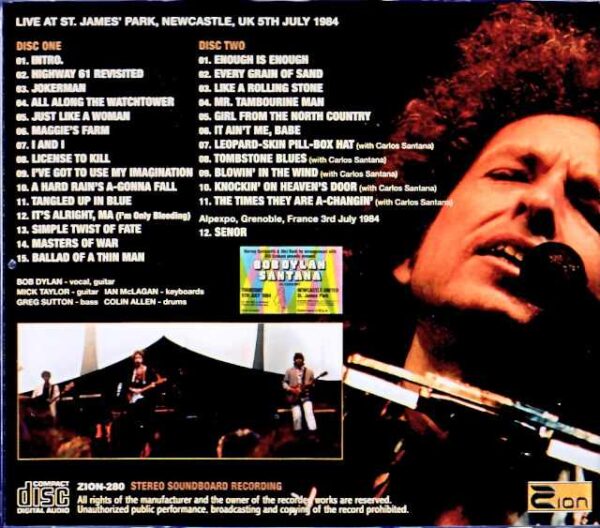 Bob Dylan, Mick Taylor, Santana/England,UK 1984 Soundboard Edition - Image 2