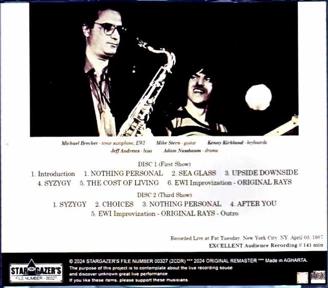Michael Brecker Band Mike Stern Michael Brecker Mike Stern/NY,USA 1987 2 Shows - Image 2