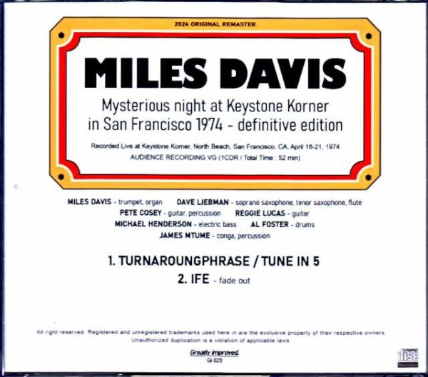 Miles Davis Dave Liebman/CA,USA 1974 Upgrade - Image 2