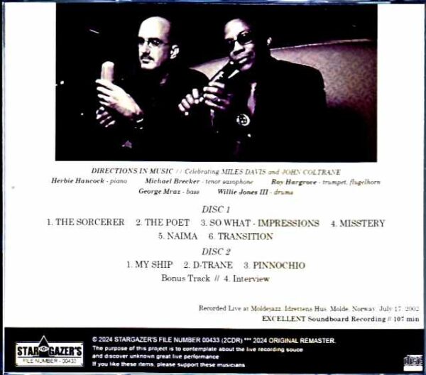 Directions in Music Herbie Hancock,Michael Brecker,Roy Hargrove Herbie Hancock Michael Brecker/Norway 2002 Complete - Image 2