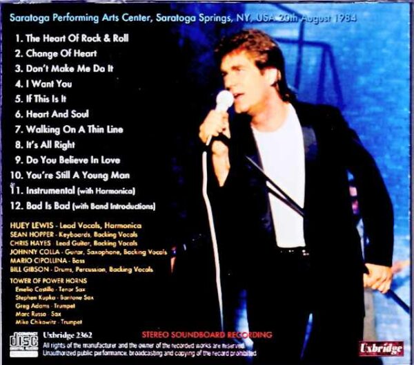 Huey Lewis and the News Huey Lewis/NY,USA 1984 Soundboard Edition - Image 2