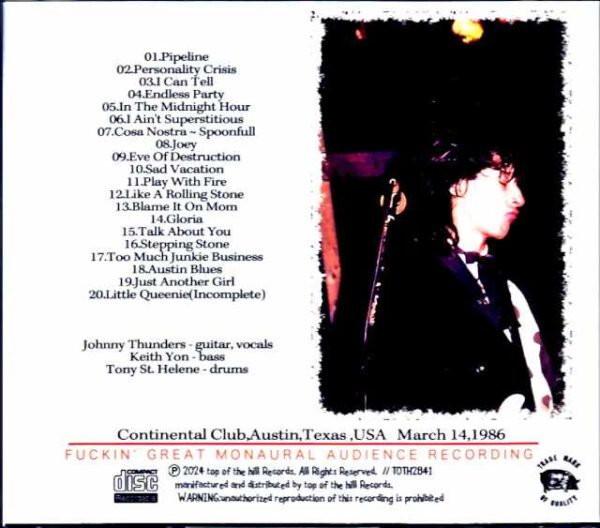 Johnny Thunders and the Black Cats Johnny Thunders/TX,USA 1986 - Image 2