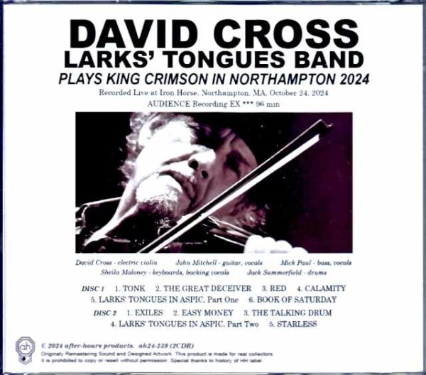 David Cross Band ex. King Crimson David Cross/MA,USA 2024 Complete - Image 2