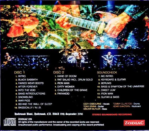 Black Sabbath/CA,USA 2016 Complete Soundboard Edition - Image 2