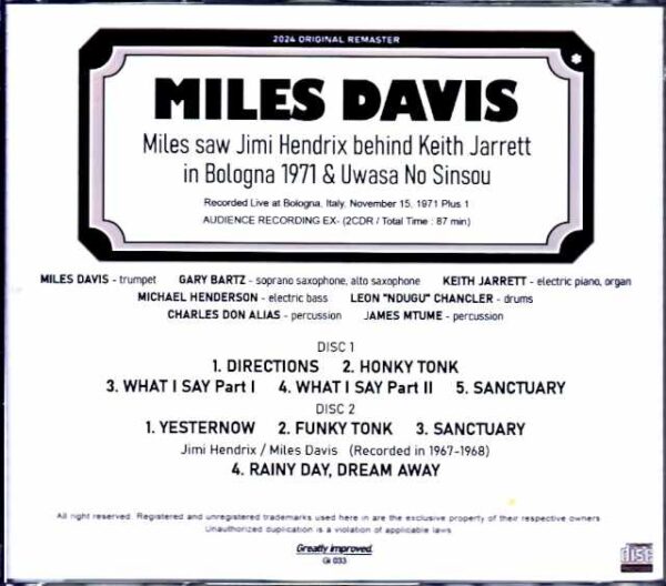 Miles Davis Keith Jarrett,Jimi Hendrix Miles Davis Keith Jarrett/Italy 1971 & more - Image 2