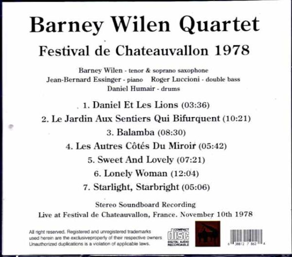 Barney Wilen Quartet Barney Wilen/France 1978 - Image 2