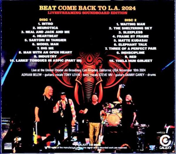 Beat Adrian Belew,Tony Levin,Steve Vai Beat/CA,USA 11.10.2024 Complete - Image 2
