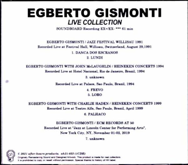 Egberto Gismonti John McLaughlin, Charlie Haden Egberto Gismonti/Live Collection 1990's - Image 2