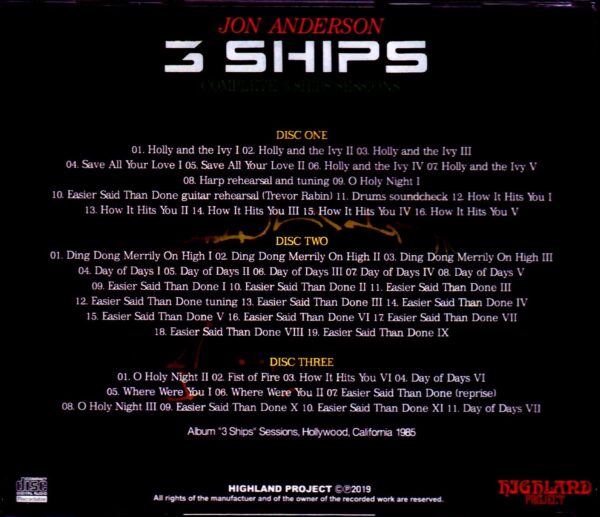 Jon Anderson/3 Ships Sessions CA,USA 1985 - Image 2