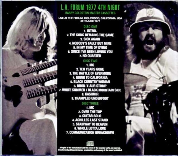 Led Zeppelin/CA,USA 6.25.1977 Barry Goldstein Master Cassettes - Image 2