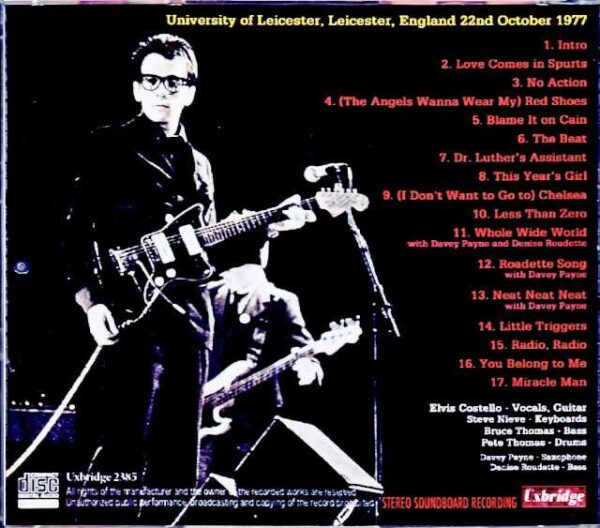 Elvis Costello and the Attractions Elvis Costello/England,UK 1977 Soundboard Edition - Image 2