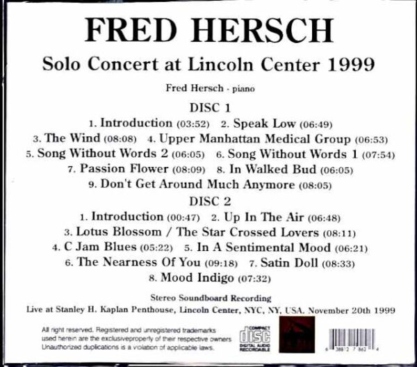 Fred Hersch Fred Hersch/NY,USA 1999 Complete - Image 2
