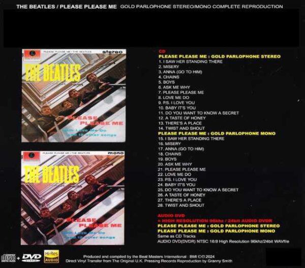 Beatles/Please Please Me Gold Parlophone Complete Reprint Direct Vinyl Transfer from Original UK Edition - Image 2