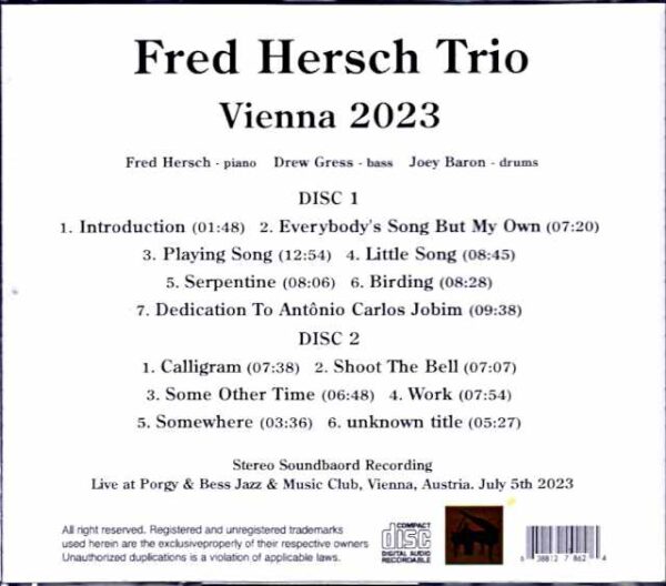 Fred Hersch Trio Fred Hersch/Austria 2023 Complete - Image 2