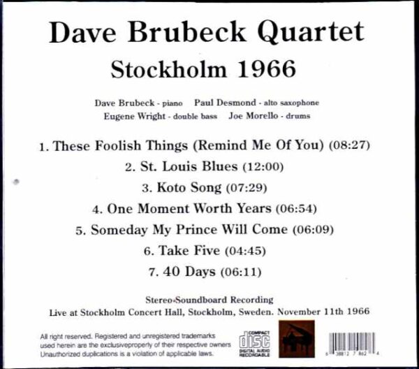 Dave Brubeck Quartet Paul Desmond Dave Brubeck Paul Desmond/Sweden 1966 - Image 2