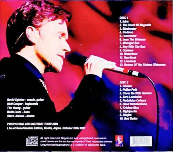 David Sylvian/Osaka,Japan 2001 Complete - Image 2