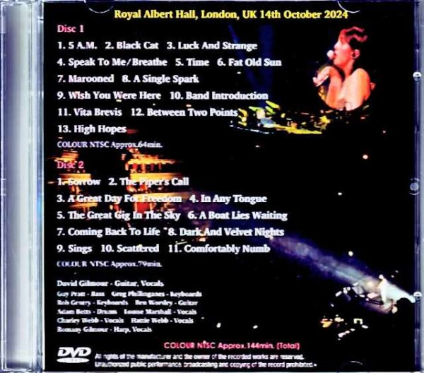 David Gilmour/London,UK 10.14.2024 Complete Multi-Cam Edition Jewel Version - Image 2