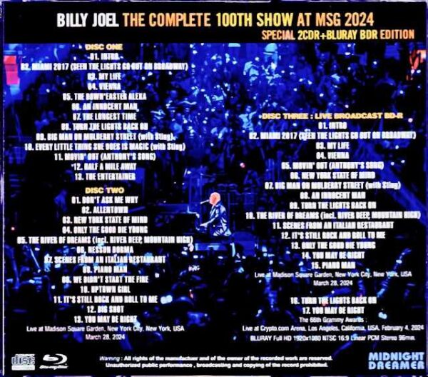 Billy Joel Billy Joel/NY,USA 3.28.2024 Complete & more - Image 2