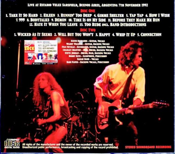 Keith Richards and the X-Pensive Winos Keith Richards/Argentina 1992 Soundboard Edition - Image 2