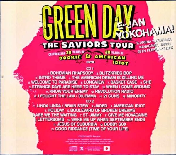 Green Day/Kanagawa,Japan 2.25.2025 S & V Complete IEM Matrix Edition - Image 2