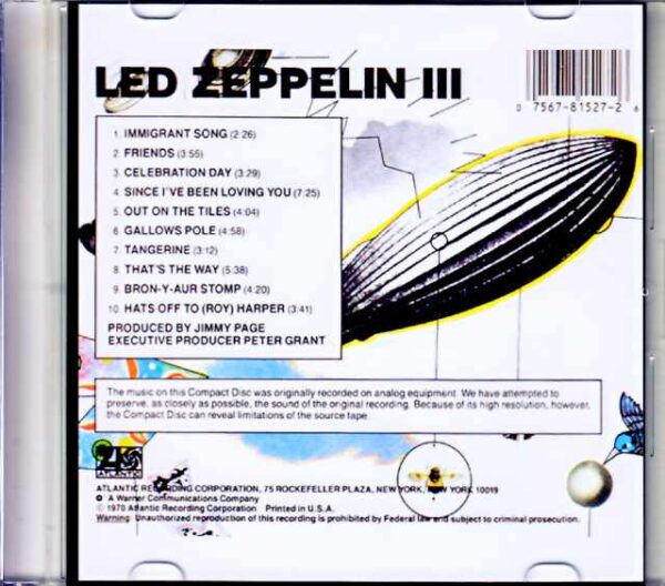 Led Zeppelin/III US CD Pressed 1987 - Image 2
