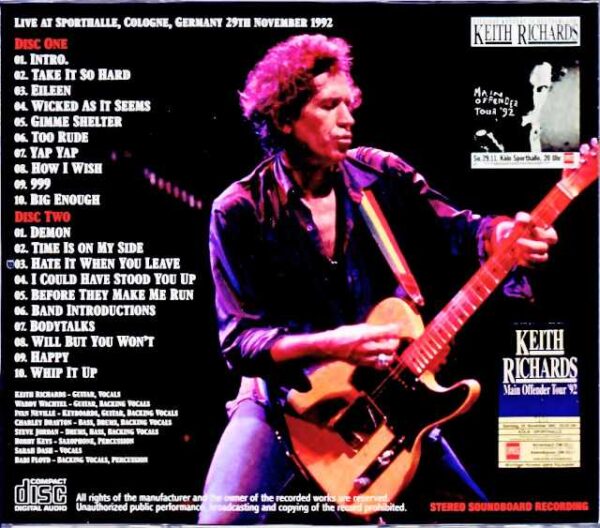 Keith Richards and the X-Pensive Winos Keith Richards/Germany 1992 Complete Soundboard Edition - Image 2