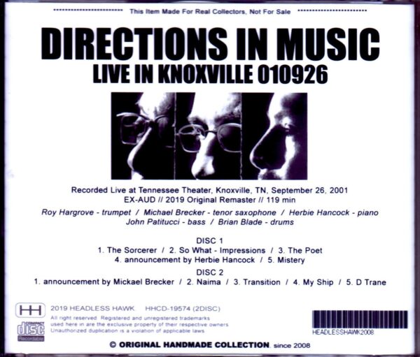 Directions in Music Roy Hargrove, Michael Brecker, Herbie Hancock, John Patitucci, Brian Blade/TN, USA 2001 - Image 2