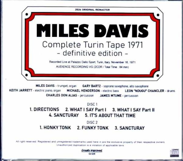 Miles Davis Keith Jarrett Miles Davis Keith Jarrett/Italy 1971 Upgrade - Image 2