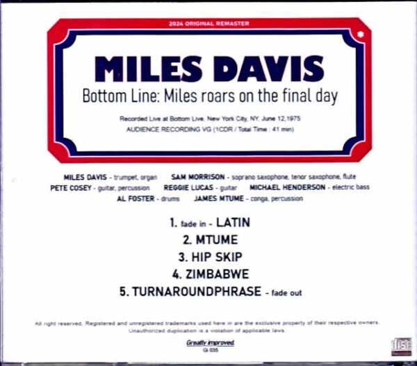 Miles Davis Sam Morrison Miles Davis/NY,USA 6.12.1975 - Image 2