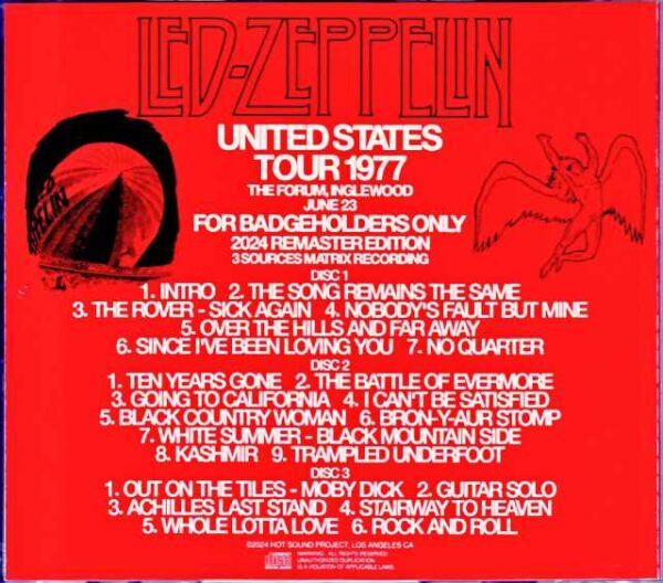 Led Zeppelin / Inglewood CA,USA 6.23.1977 Complete 3Source Matrix Edition - Image 2