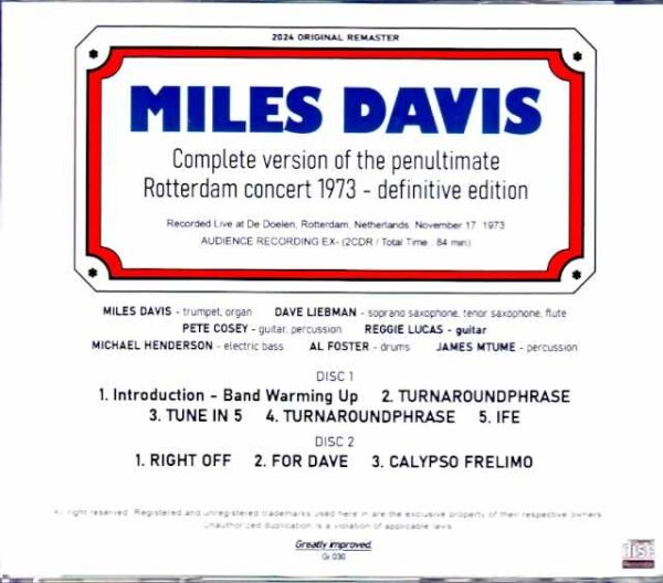 Miles Davis Dave Liebman Miles Davis/Netherlands 1973 - Image 2