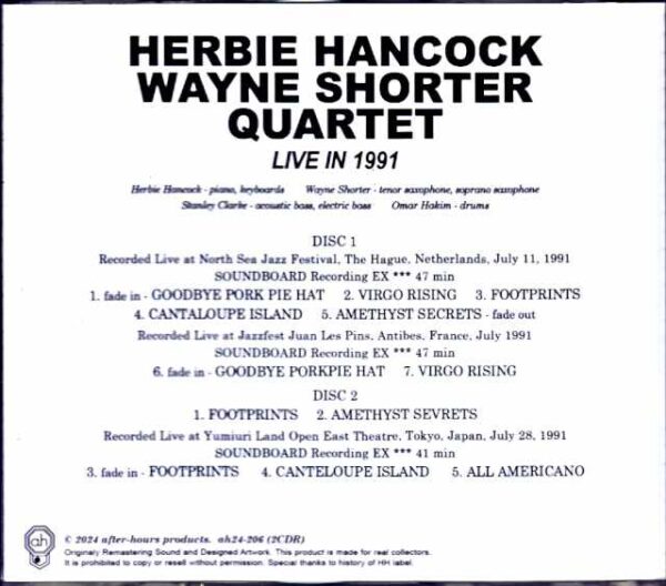 Herbie Hancock Wayne Shorter Quartet Herbie Hancock Wayne Shorter/Tokyo,Japan 1991 & more - Image 2