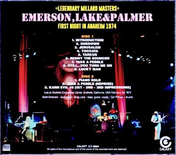 Emerson,Lake & Palmer/CA,USA 2.1.1974 Complete 1st Generation Tapes - Image 2
