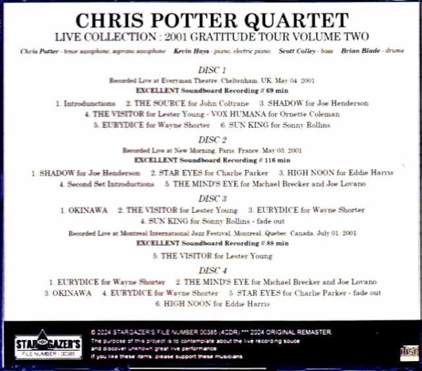 Chris Potter Quartet Chris Potter/Live Collection 2001 Vol.2 - Image 2