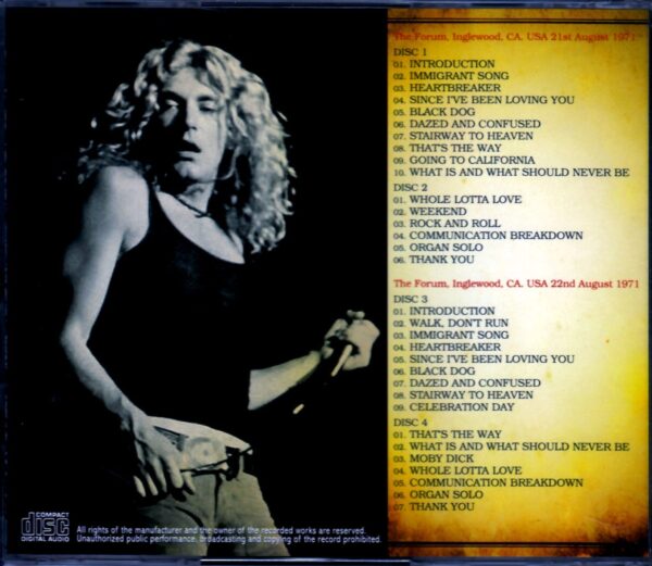Led Zeppelin/Ca,USA 8.21 & 22.1971 - Image 2