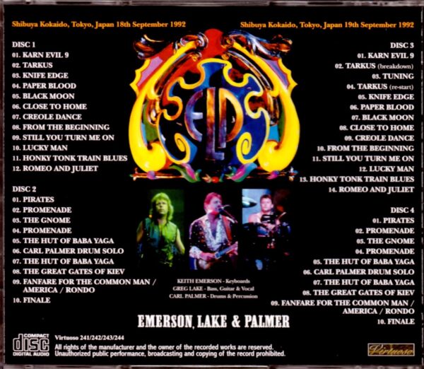 EL & P Emerson,Lake & Palmer/Tokyo,Japan 1992 2Days - Image 2