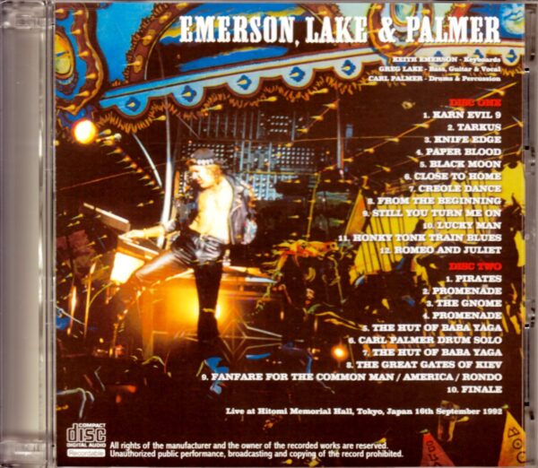 EL & P Emerson,Lake & Palmer/Tokyo,Japan 9.16.1992 - Image 2