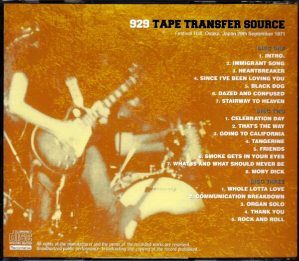 Led Zeppelin/Osaka 9.29.1971 Tape Transfer - Image 2