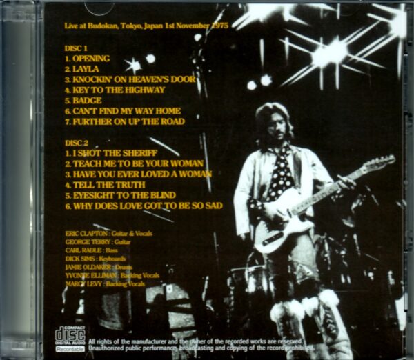 Eric Clapton/Tokyo,Japan 11.1.1975 - Image 2