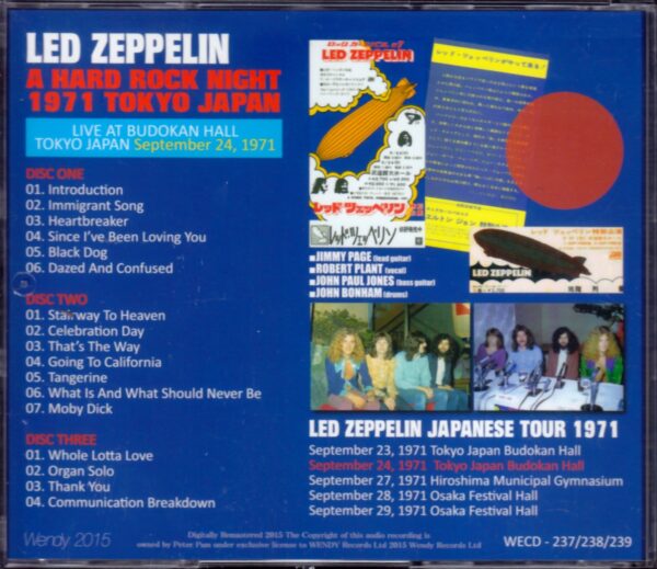 Led Zeppelin/Tokyo,Japan 9.24.1971 - Image 2