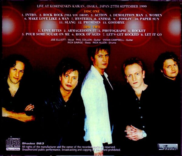 Def Leppard/Osaka, Japan 1999 - Image 2