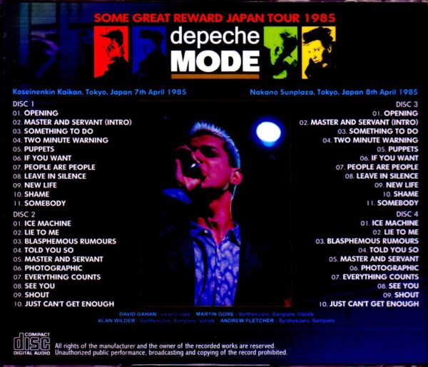 Depeche Mode/Tokyo,Japan 1985 2Days Complete - Image 2