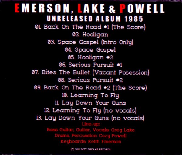 EL & P Emerson,Lake & Powell/Unreleased Studio Recording Tracks 1985 - Image 2