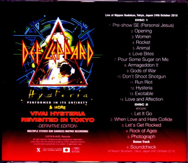 Def Leppard/Tokyo,Japan 2018 S & V IEM・MK4 Matrix Ver. - Image 2